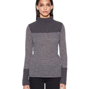 Tory Burch Marnie Textured Knit Wool Blend Sweater Grey Size Medium